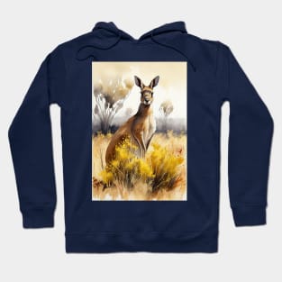 Watercolor Kangaroo: Delightful Australian Wildlife Art Hoodie